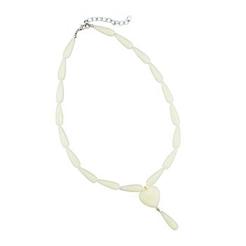 Y-Kette mit Herz Birnenperle cremefarben Kunststoff 42cm