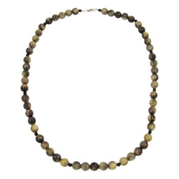 Preview: Kette Perlen 12mm Perle Kunststoff oliv-schwarz-marmor 75cm