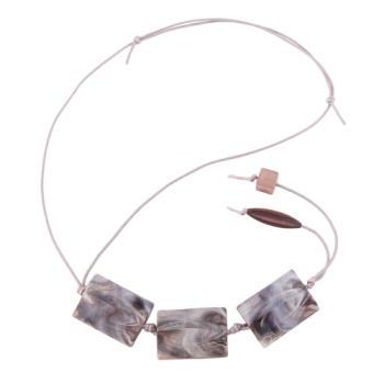 Preview: Kette 3x Pillow-Perle Kunststoff wolfsgrau Kordel 80cm