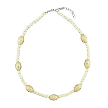 Kette 18x12mm Olive elfenbein-silberfarbig gesprenkelt Kunststoff 50cm