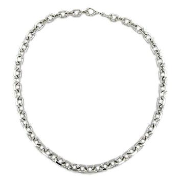 Preview: Kette 9mm Ankerkette rhodiniert diamantiert 50cm