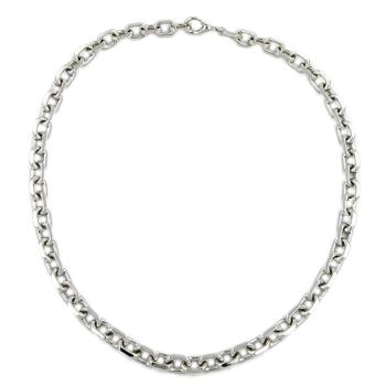 Kette 9mm Ankerkette rhodiniert diamantiert 50cm