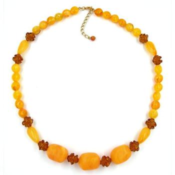 Kette 23x18mm Walze Kunststoff hell und dunkel bernsteinfarbig 55cm