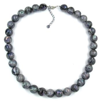 Kette 16mm Perlen Kunststoff grau-marmoriert 55cm