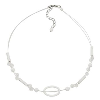 Kette Drahtkette 25x16mm Ring oval weiß transparent Kunststoff 42cm