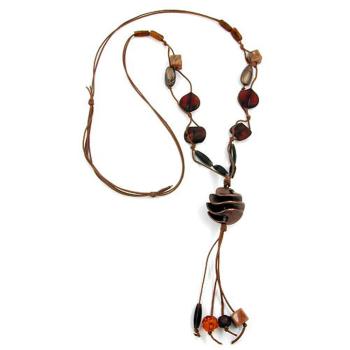Kette 30mm Spiralperle Kunststoff braun Kordel braun 100cm