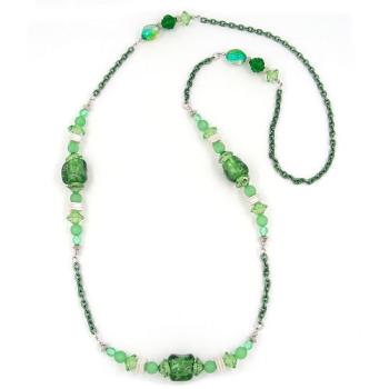 Preview: Kette, Steinperle mit Ankerkette grün