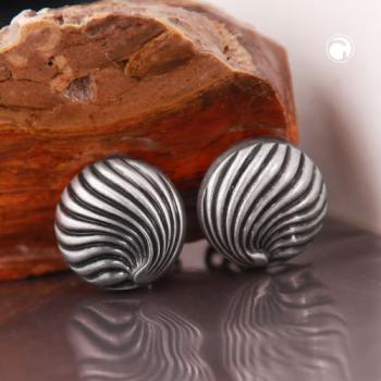 Clip Ohrring ca. 21mm Muscheldekor altsilberfarben matt antik geschwärzt Kunststoff