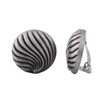 Clip Ohrring ca. 21mm Muscheldekor altsilberfarben matt antik geschwärzt Kunststoff
