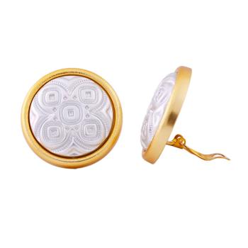 Clip Ohrring 31mm bicolor Muster silber- und goldfarben Kunststoff