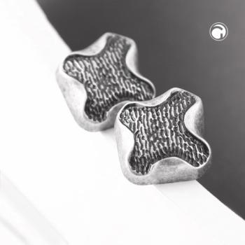 Clip Ohrring ca.27x29mm Kreuz abstrakt altsilberfarben Kunststoff