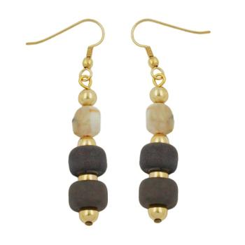 Preview: Ohrhaken Ohrhänger Ohrringe 56x10mm Kunststoff schlamm beige natur