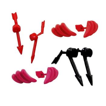 Preview: Set 4x Ohrstecker Modeschmuck pink rot schwarz aus Vollplastik