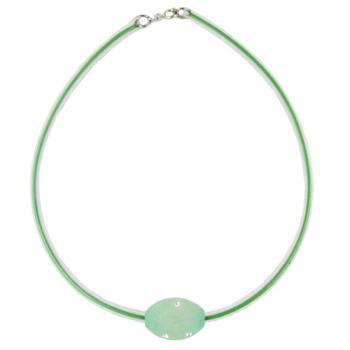 Preview: Kette 26x20mm Olive mint-kristall transparenter Gummi-Schlauch 42cm