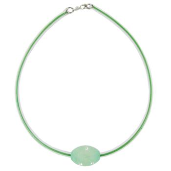 Kette 26x20mm Olive mint-kristall transparenter Gummi-Schlauch 42cm
