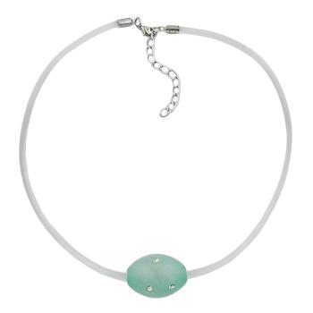 Kette 26x20mm Olive mint-kristall weißer Vollgummi-Schlauch 42cm