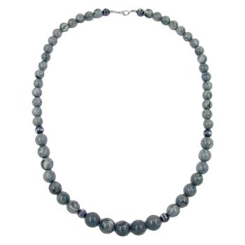 Kette Perlen verlaufend grau-marmoriert glänzend Kunststoff 60cm