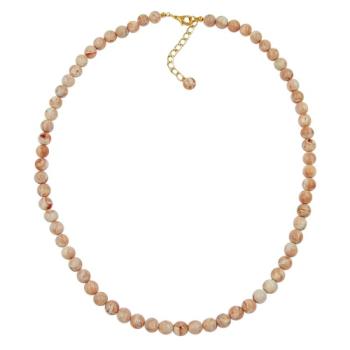 Preview: Kette 8mm Perle beige-marmoriert Kunststoff 55cm