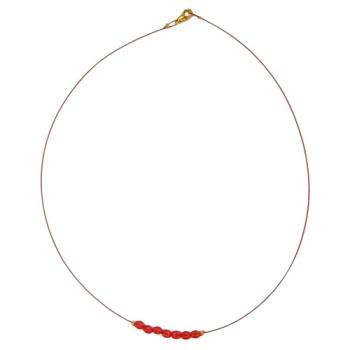Preview: Kette Drahtkette mit facettierten Kunststoffperlen rot 40cm