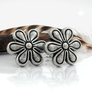 Clip Blume altsilber-farbig