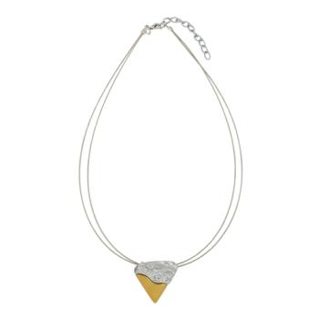 Preview: Kette 30x30x5mm Metall Anhänger Dreieck bicolor Draht 42cm