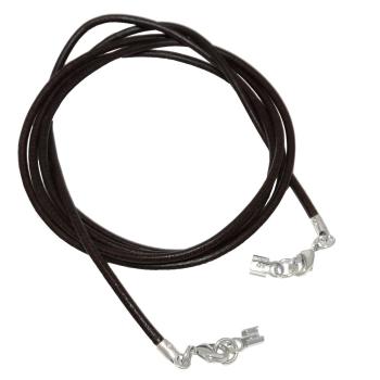 Lederband Rundschnur Rindleder 2mm schwarz gefärbt mit 2x Verschluss silberfarbig 1m