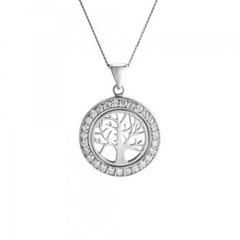 Anhänger mit Kette Panzerkette 925/- Sterling Silber rhodiniert 40+5cm Zirkonia