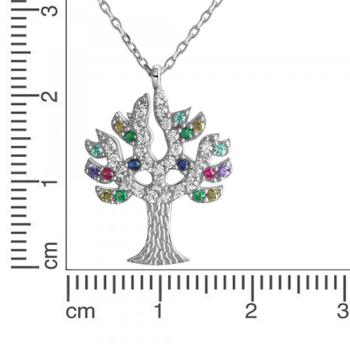 Anhänger mit Kette Ankerkette 925/- Sterling Silber rhodiniert 42+3cm Zirkonia