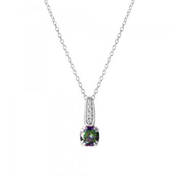 Anhänger mit Kette Ankerkette 925/- Sterling Silber rhodiniert 42+3cm Zirkonia