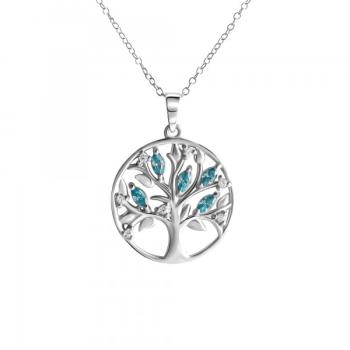 Anhänger mit Kette Ankerkette 925/- Sterling Silber rhodiniert 42+3cm Zirkonia