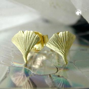 Ohrstecker Ohrring 6,5x6mm Ginkgoblatt matt 9Kt GOLD