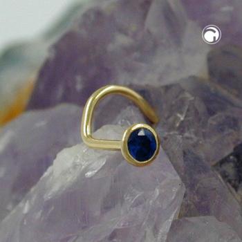 Nasenstecker 2,5mm Spirale mit Zirkonia safir-blau 18Kt GOLD
