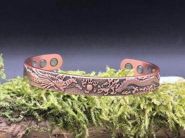 Magnetisches Kupferarmband – Phönix und Drache – Antikes Kupfer