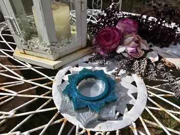 Teelichthalter silberne Lotusblüte