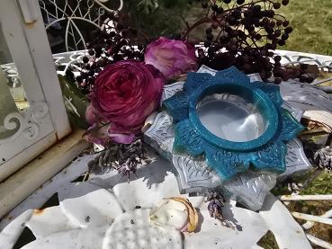 Preview: Teelichthalter silberne Lotusblüte