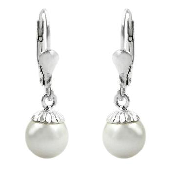 Ohrbrisur Ohrhänger Ohrringe 24x7,5mm Hänger mit Imitat-Perle Silber 925