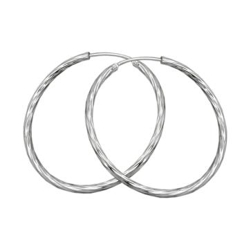 Creole 35mm diamantiert Drahtcreole mit Steckverschluss Silber 925