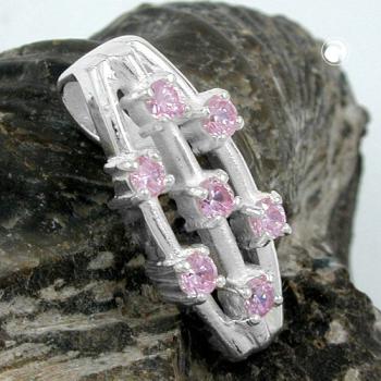 Anhänger 21x9mm 7x Zirkonia pink Silber 925