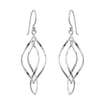 Ohrhaken Ohrring 45x13mm 2x Spitzoval in sich gedreht glänzend Silber 925