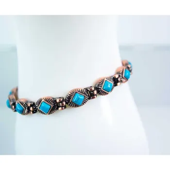 Magnetisches Armband aus Kupfer und Türkis mit Magneten
