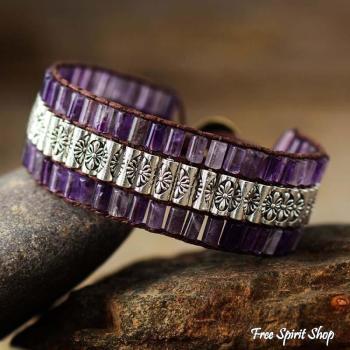 Wickelarmband aus tibetischem Amethyst