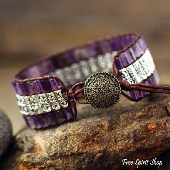 Wickelarmband aus tibetischem Amethyst