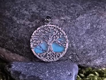 Baum des Lebens Anhänger aus 925 Sterlingsilber mit Türkis