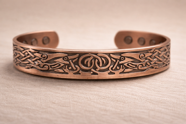 Kupferarmband Nordisches Vogelpaar mit Symbol – Verstellbar | 13 mm Breit | 33,5 g | 6 Magnete | Symbolarmband