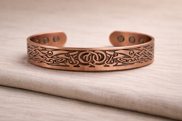 Kupferarmband Nordisches Vogelpaar mit Symbol – Verstellbar | 13 mm Breit | 33,5 g | 6 Magnete | Symbolarmband