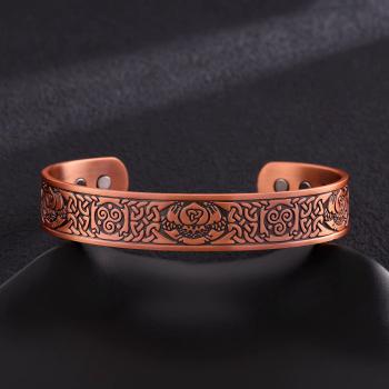 Kupferarmband Nordisches Schutzsymbol – Verstellbar | 12 mm Breit | ca. 38 g | Symbolarmband