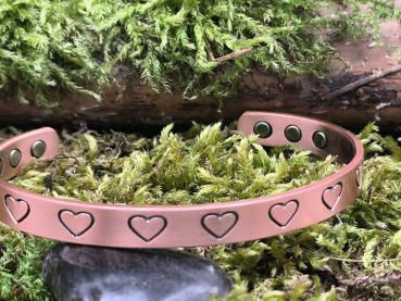 Kupferarmband Herzen ca. 7,8 mm – mit Magneten – ca. 22 g