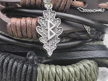 Erdpfad – 4-teiliges Runenarmband aus Leder mit 925er Silber