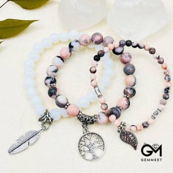 Perlenarmband aus böhmischem Rhodochrosit