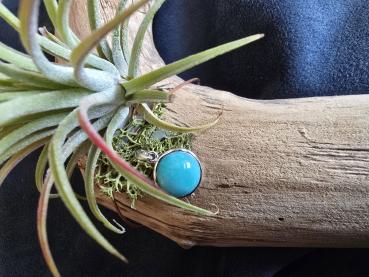 Silberanhänger mit Cabochon - Amazonit / rund 12 mm